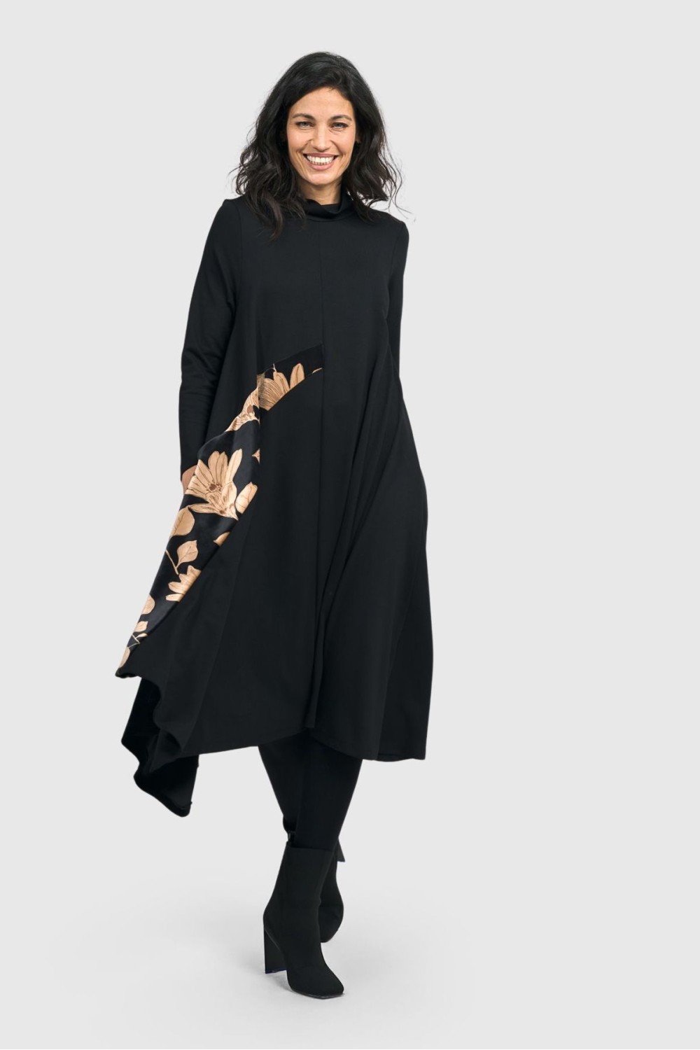 Alembika Pavlova Tutleneck Dress Black/Floral