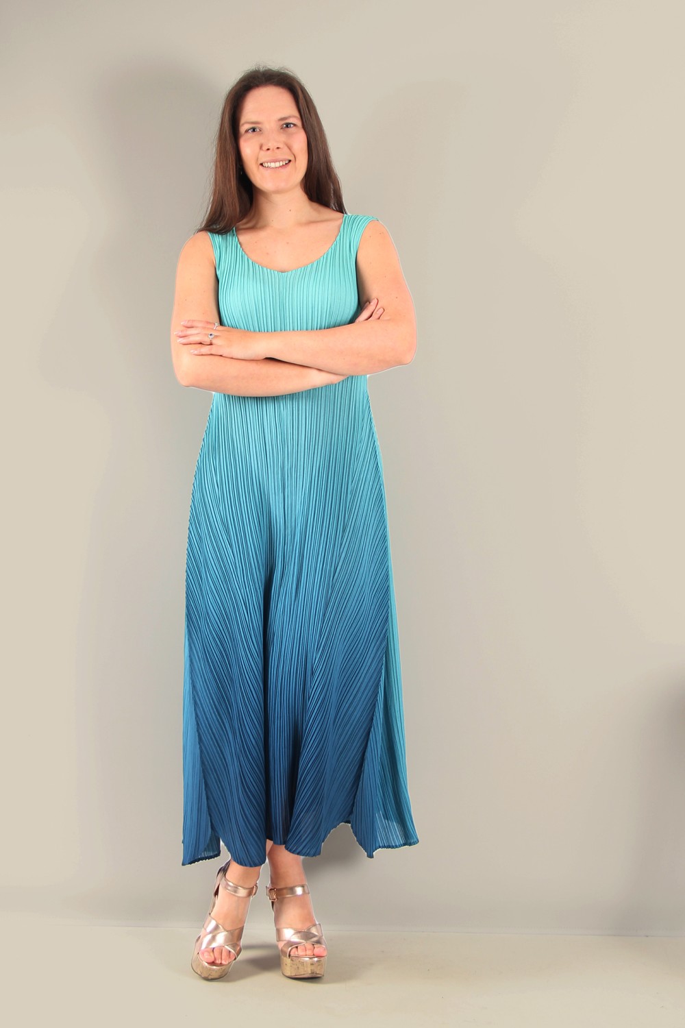 ALQUEMA Estrella Pleat Dress Atlantis Blue