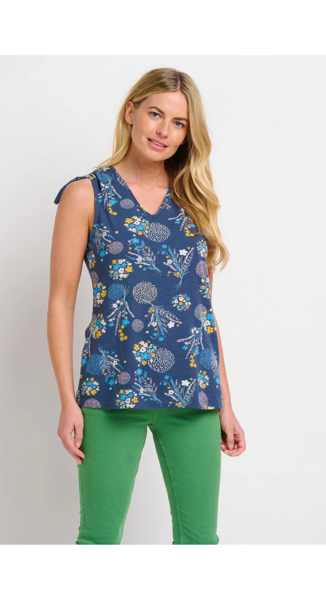 BRAKEBURN BURSTING BLOOMS VEST NAVY