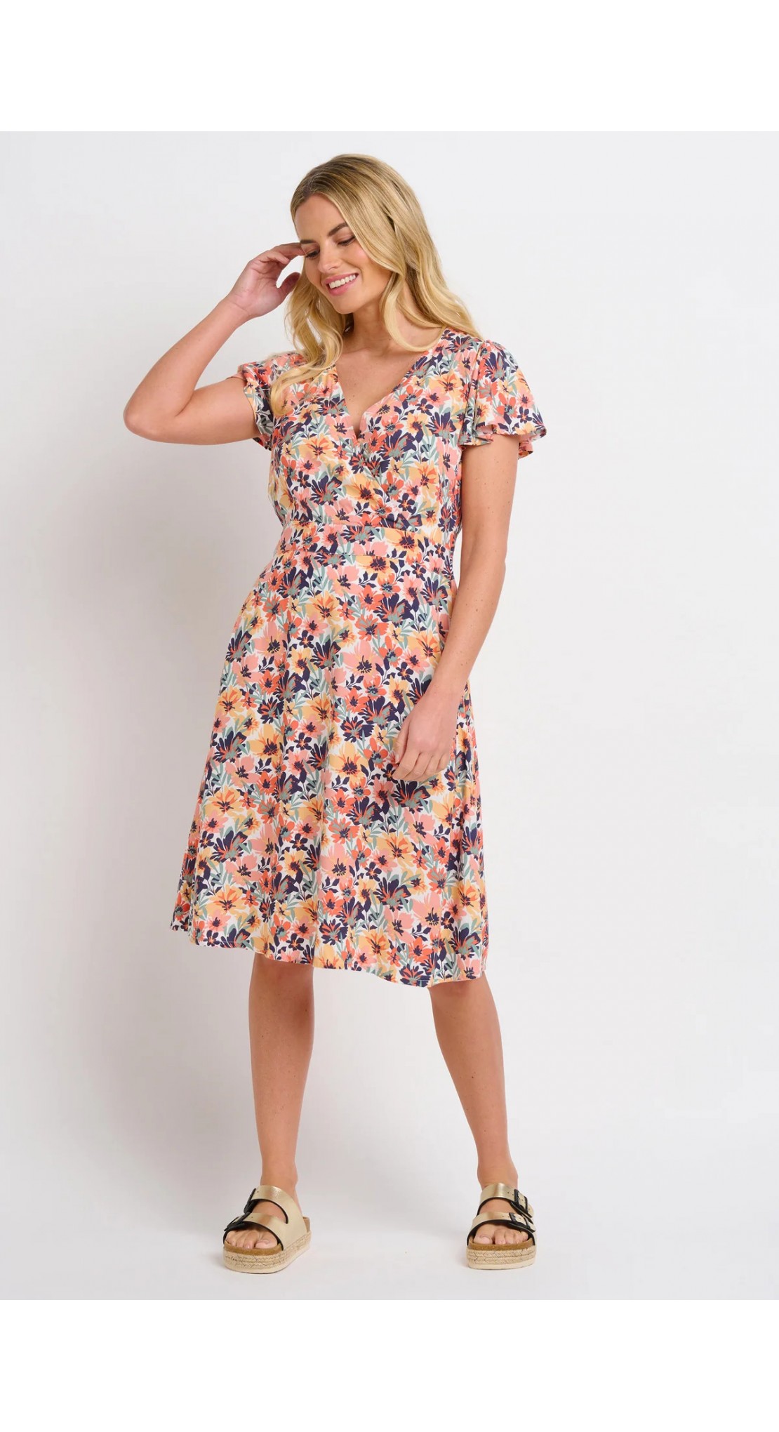 BRAKEBURN SUMMER BLOOMS WRAP DRESS MULTI