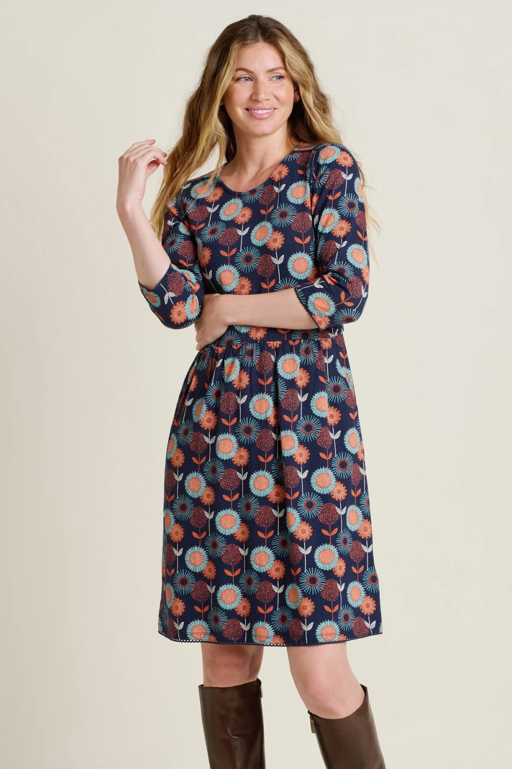 BRAKEBURN FREYA DRESS NAVY