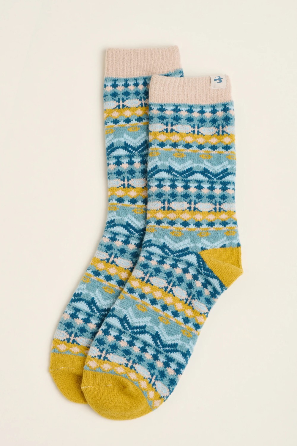 BRAKEBURN FAIRISLE FLUFFY SOCK BLUE