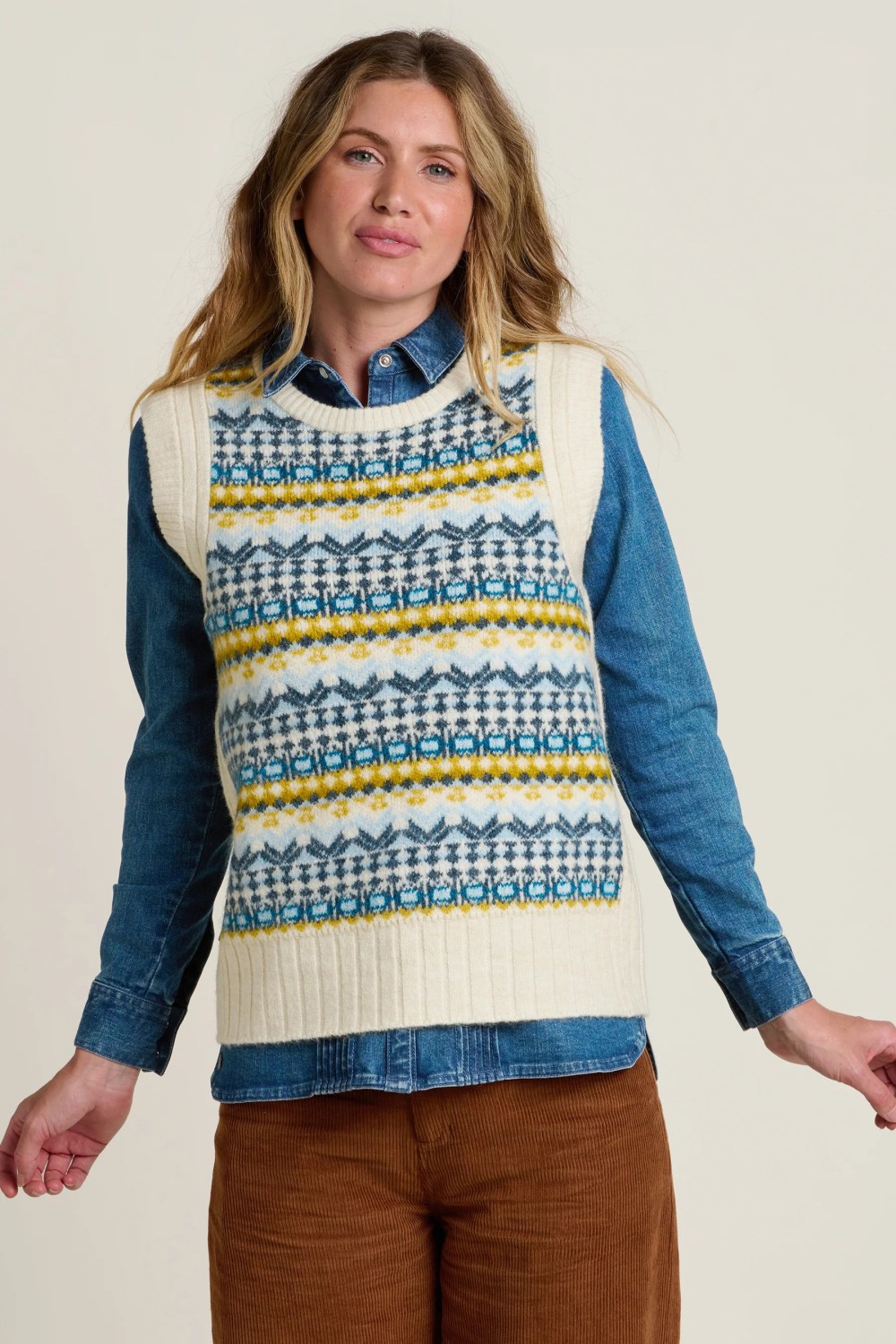 BRAKEBURN FAIRISLE KNIT VEST MULTI