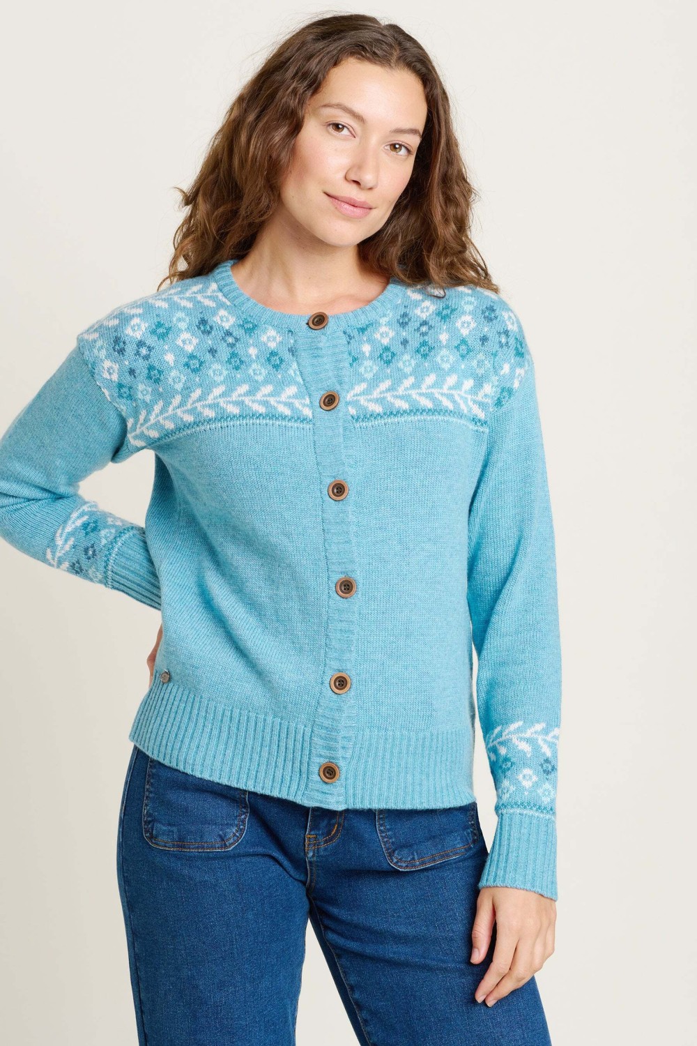 BRAKEBURN LAUREL KNITTED CARDIGAN BLUE