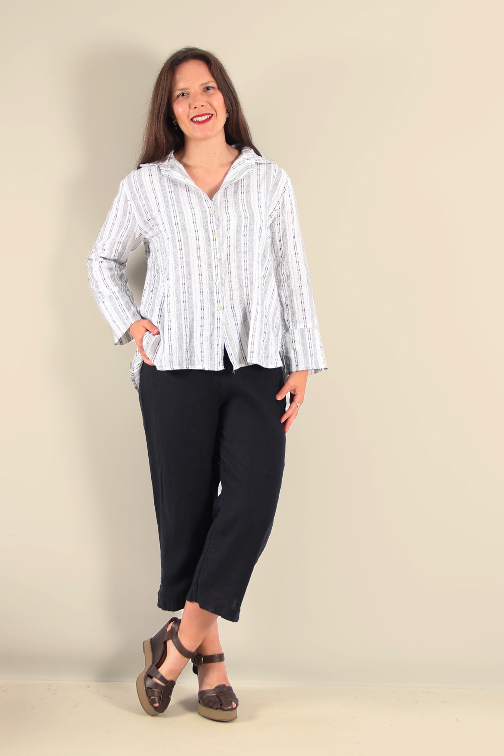 Cut Loose Textured Linen Easy Shirt White