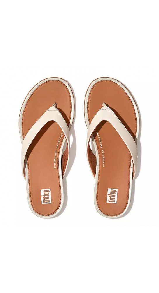 Shoes : Fitflop GRACIE Leather Flip-Flops Stone Beige