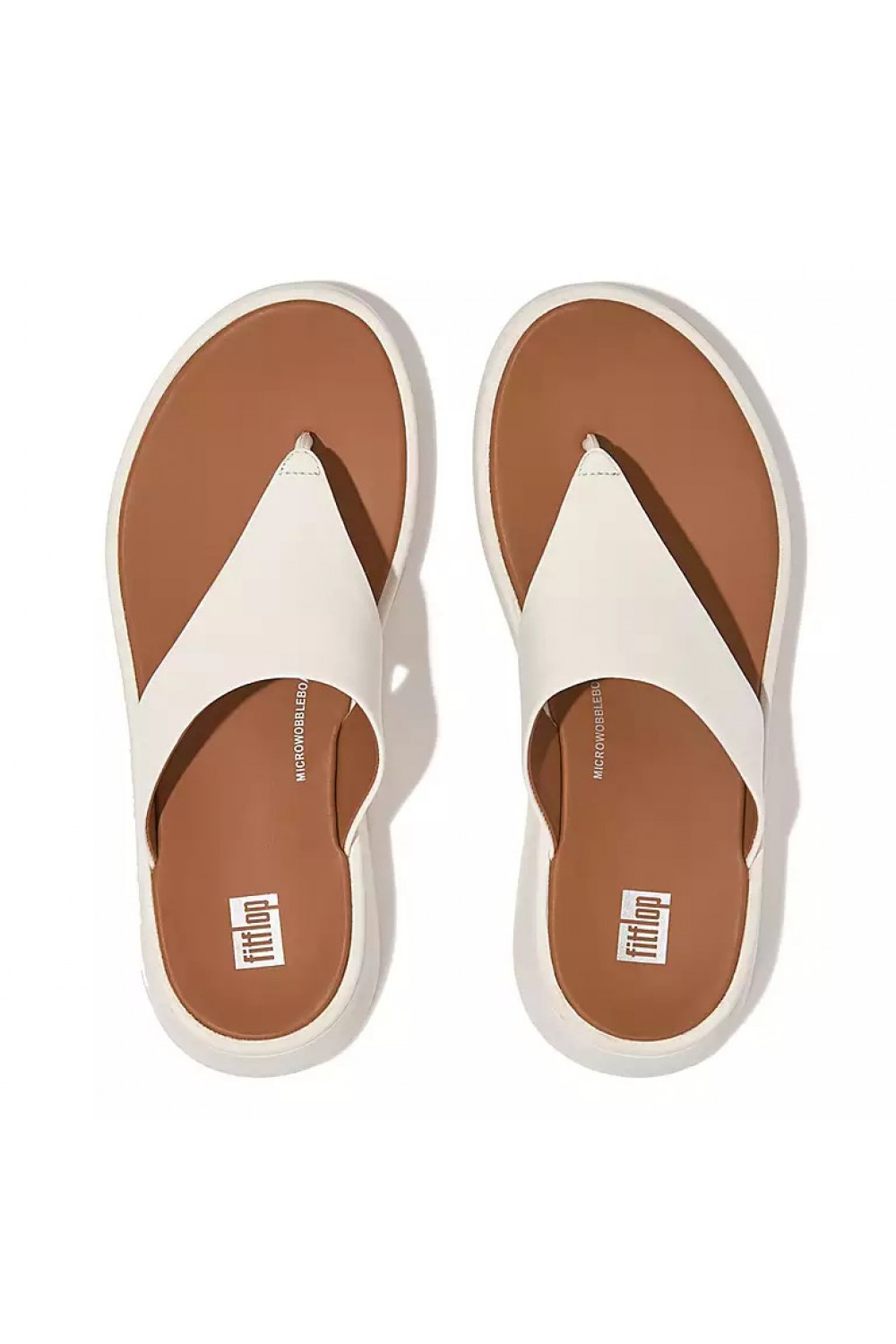 Fitflop F-MODE Leather Flatform Toe-Post Sandals Cream