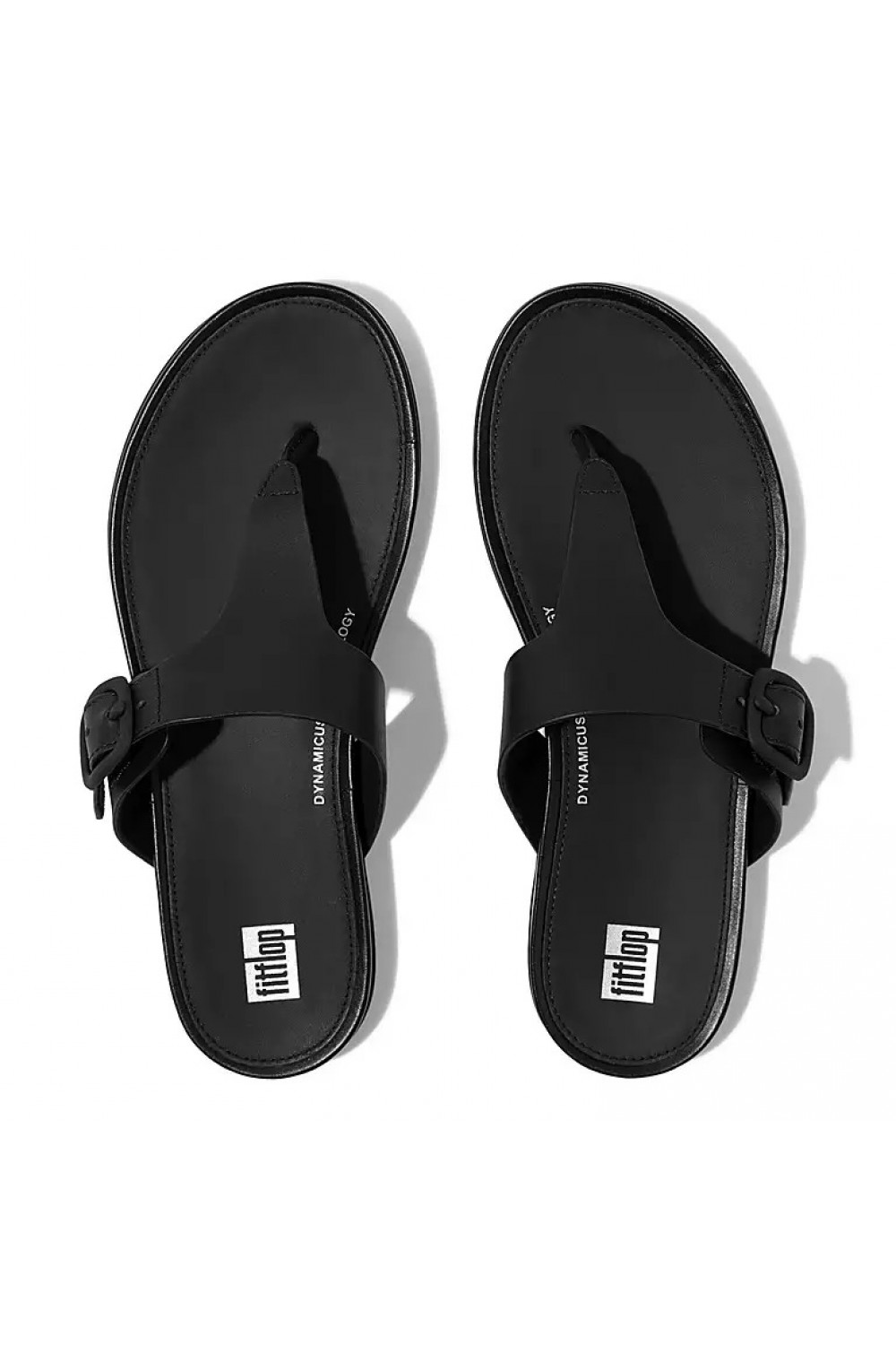 Fitflop Gracie Matt-Buckle Leather Toe-Post Sandals Black
