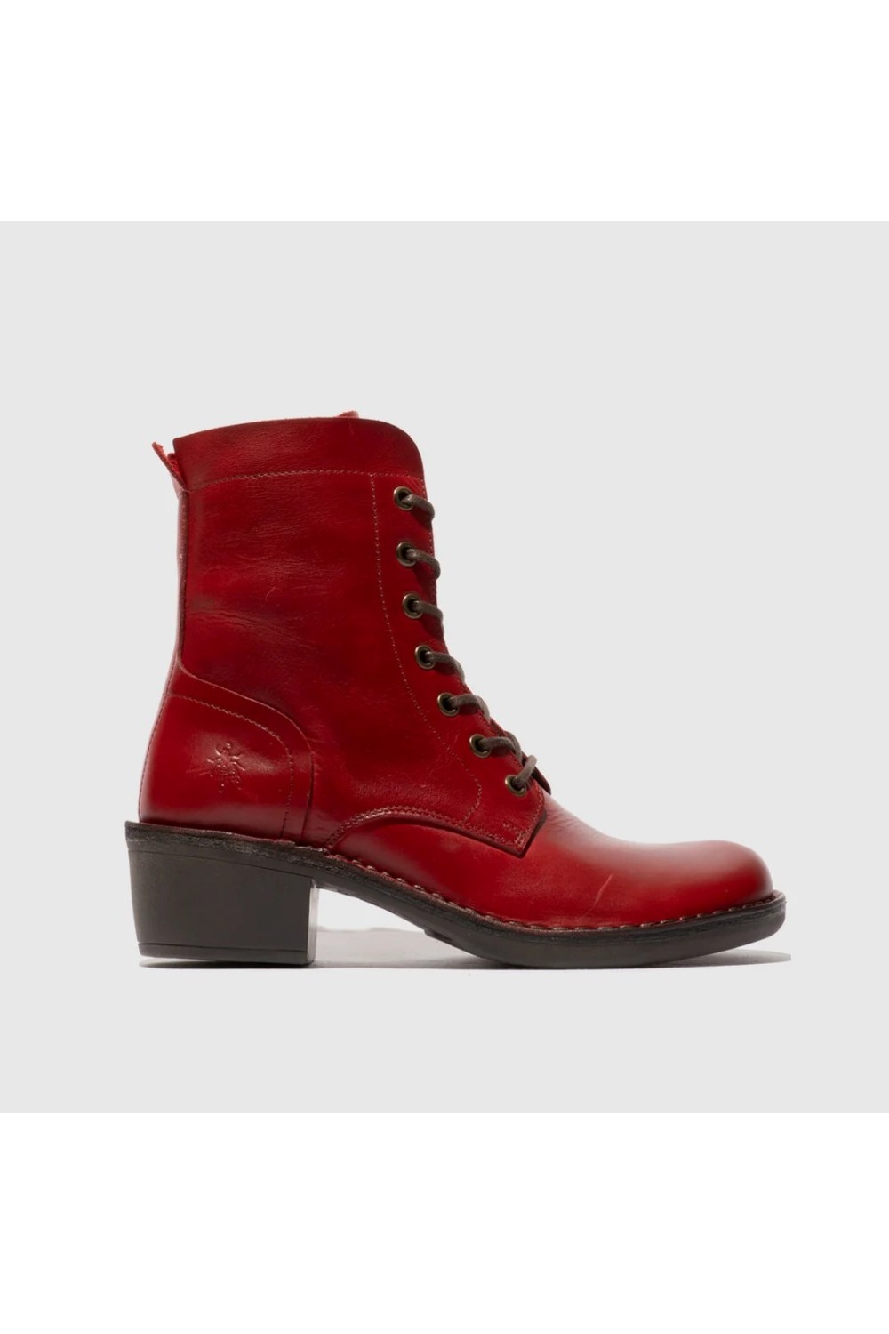 FLY LONDON MiluO44 Leather Lace Up Ankle Boot Red