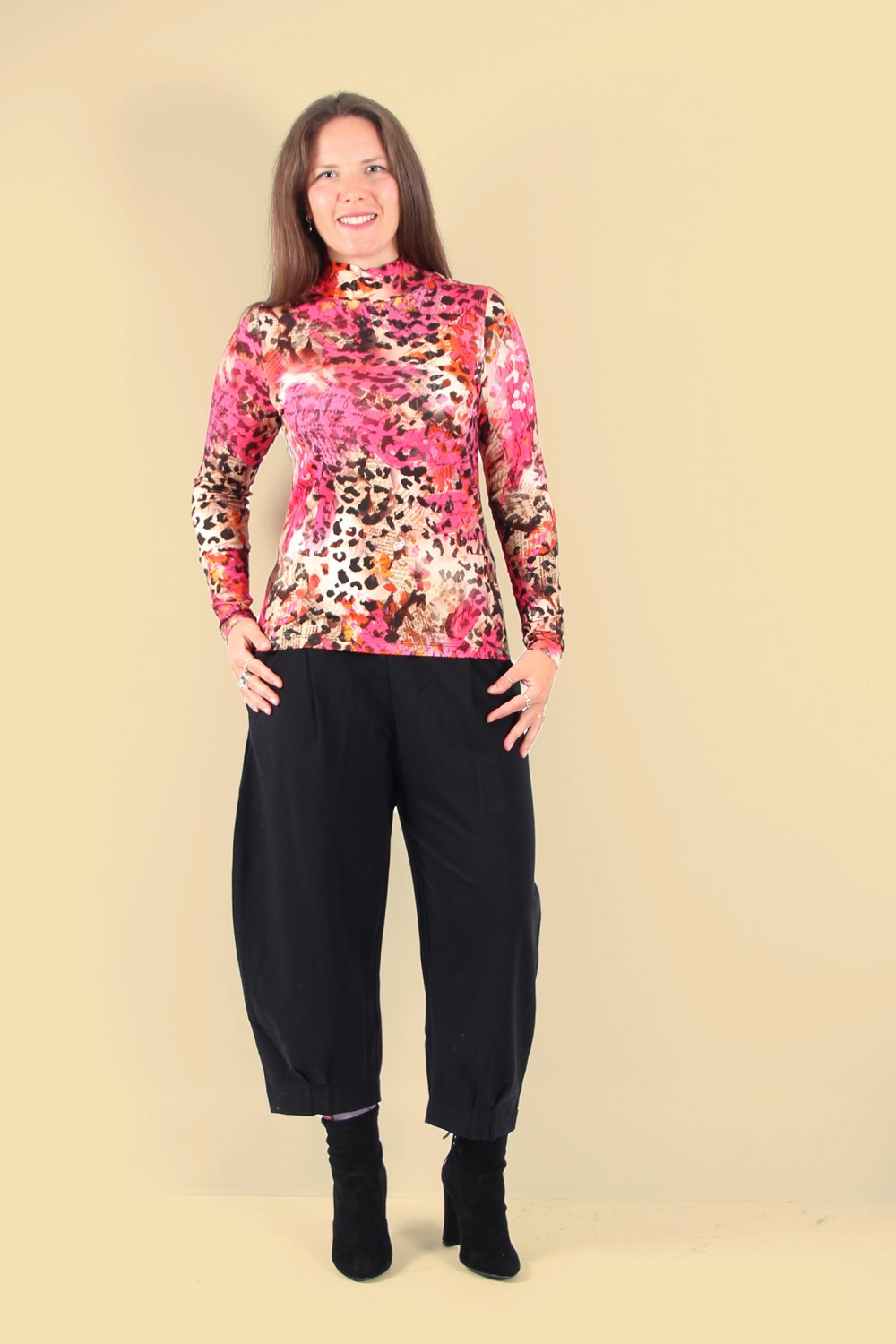 Gollehaug Viscose Jersey Turtle Neck Top Magenta