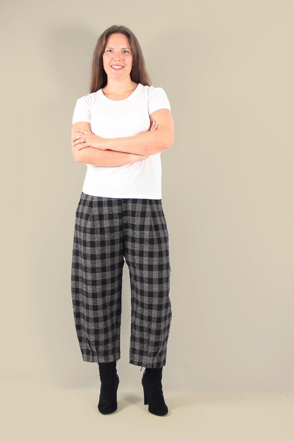 Mama B Bianco S Checked Trouser Nero