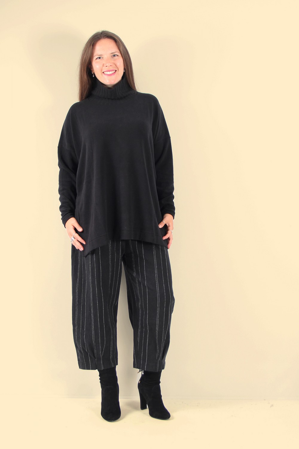 Mama B Zeppola U Ribbed Neck Jumper Nero