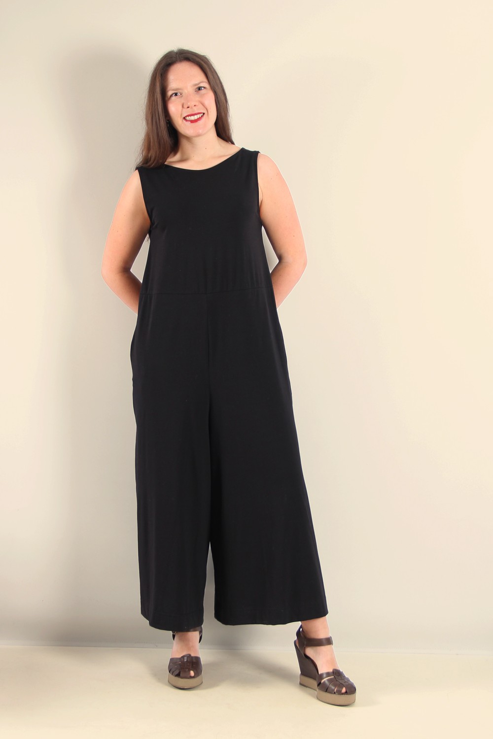 Mama B Fine Wide Leg Jumpsuit Nero