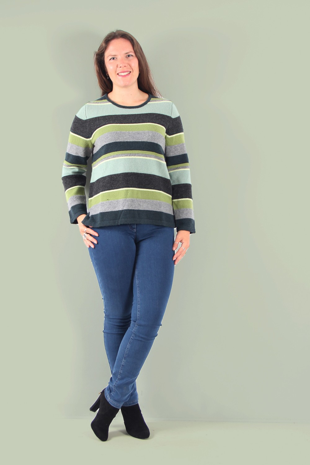 Mansted Fabia Wool Stripe Jumper Dark Petrol