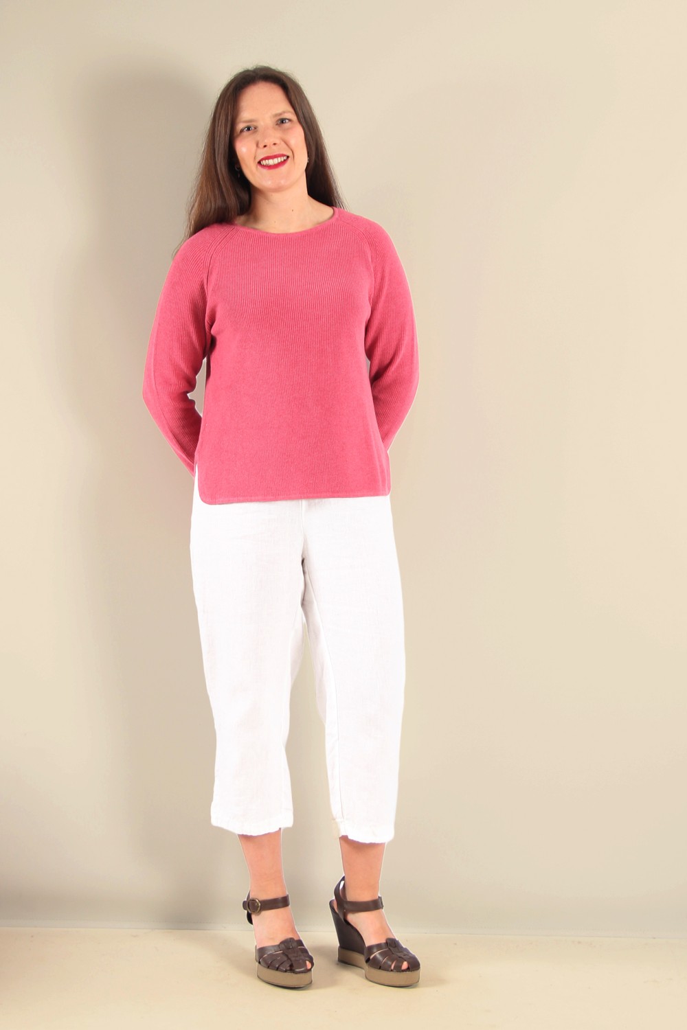 Mansted Nectarine Organic Cotton Jumper Dark Pink