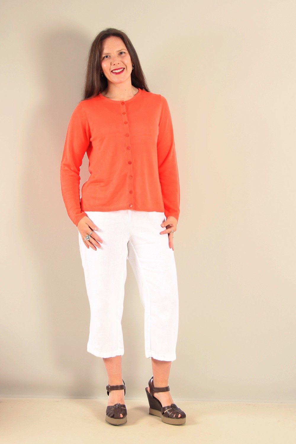 Mansted Pinoir Linen/Hemp Cardi Coral