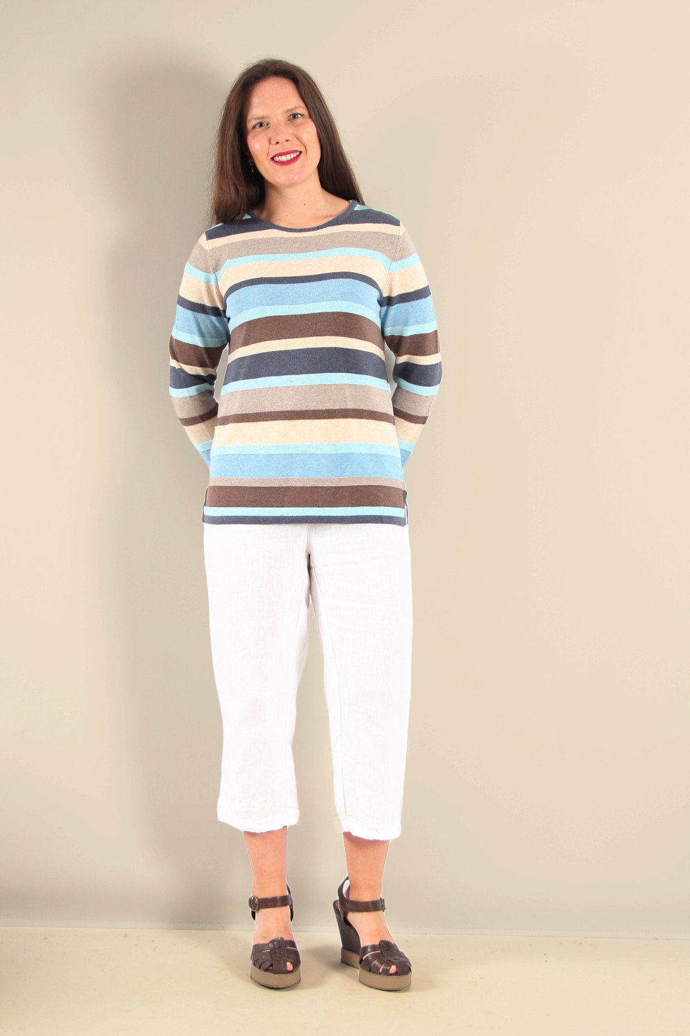 Mansted Adele Organic Cotton Stripe Jumper Ice