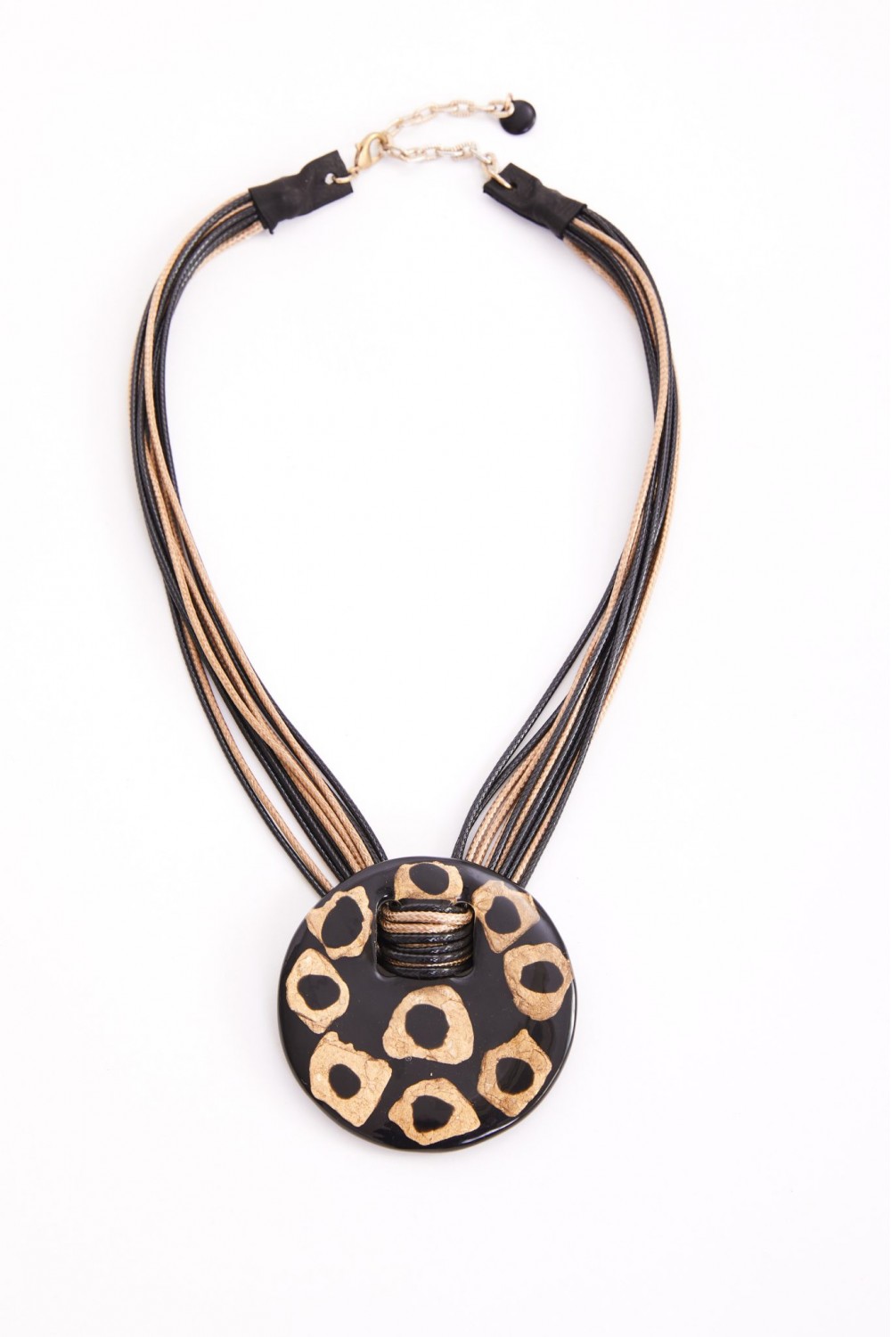 NAYA Printed Aztec Necklace Black/Bronze