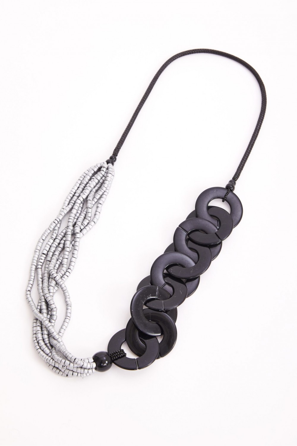 NAYA Bead Necklace With Chunky Loop Black/Silver