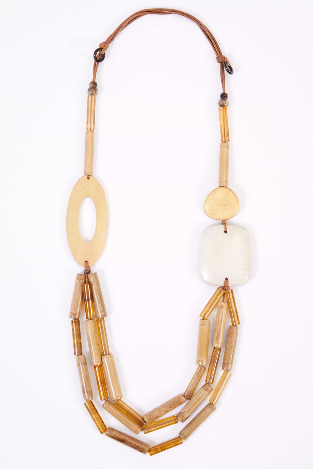 NAYA Bead Necklace With Square Trim And Disc Fudge