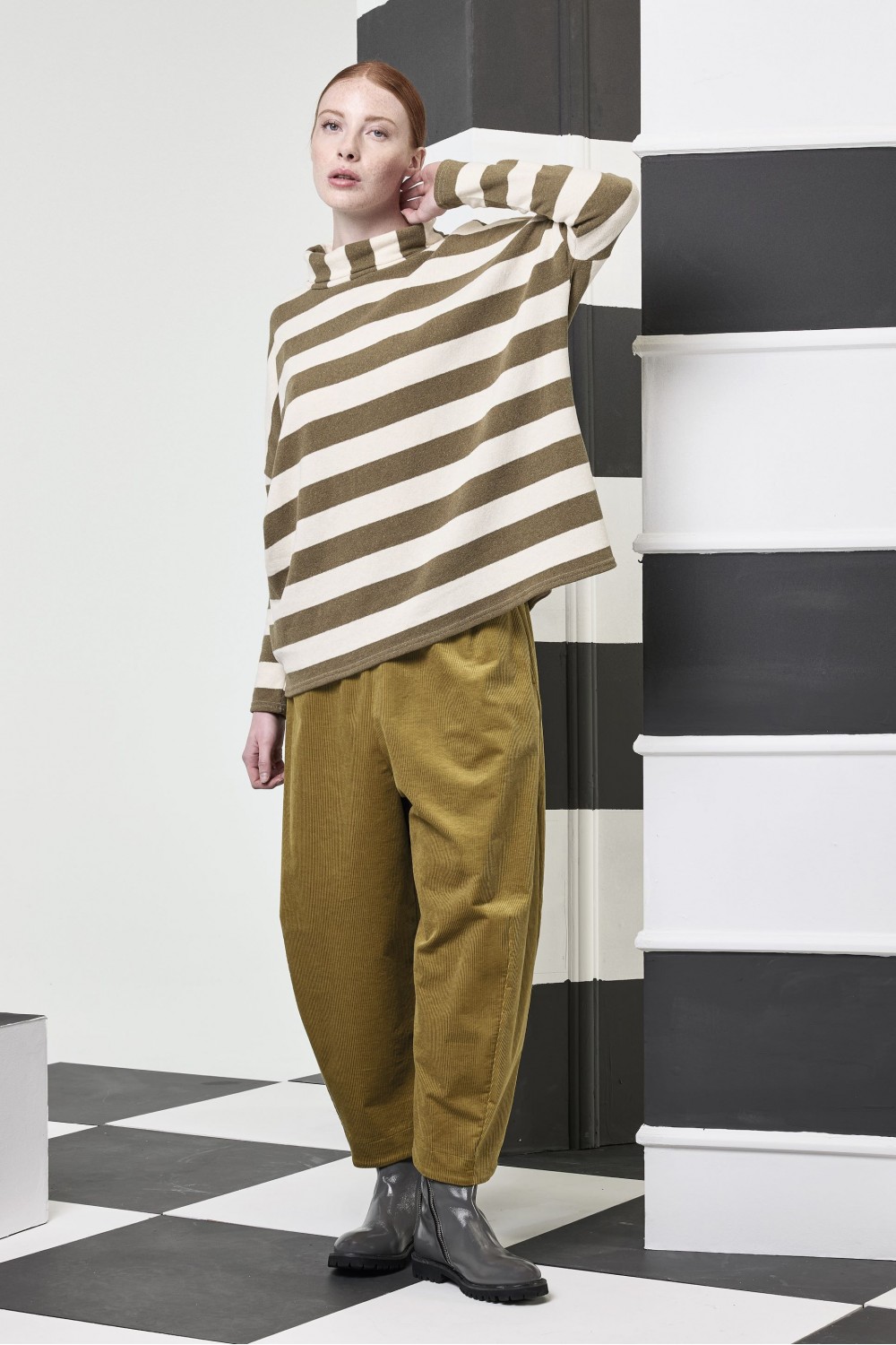 Neirami Thomas Boxy Tortle Neck Jumper Cedar Stripe