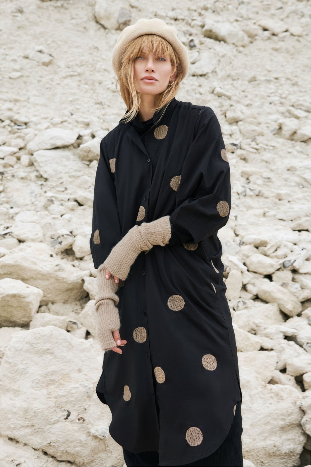 Noen Spots Cotton Shirt/Dress Black