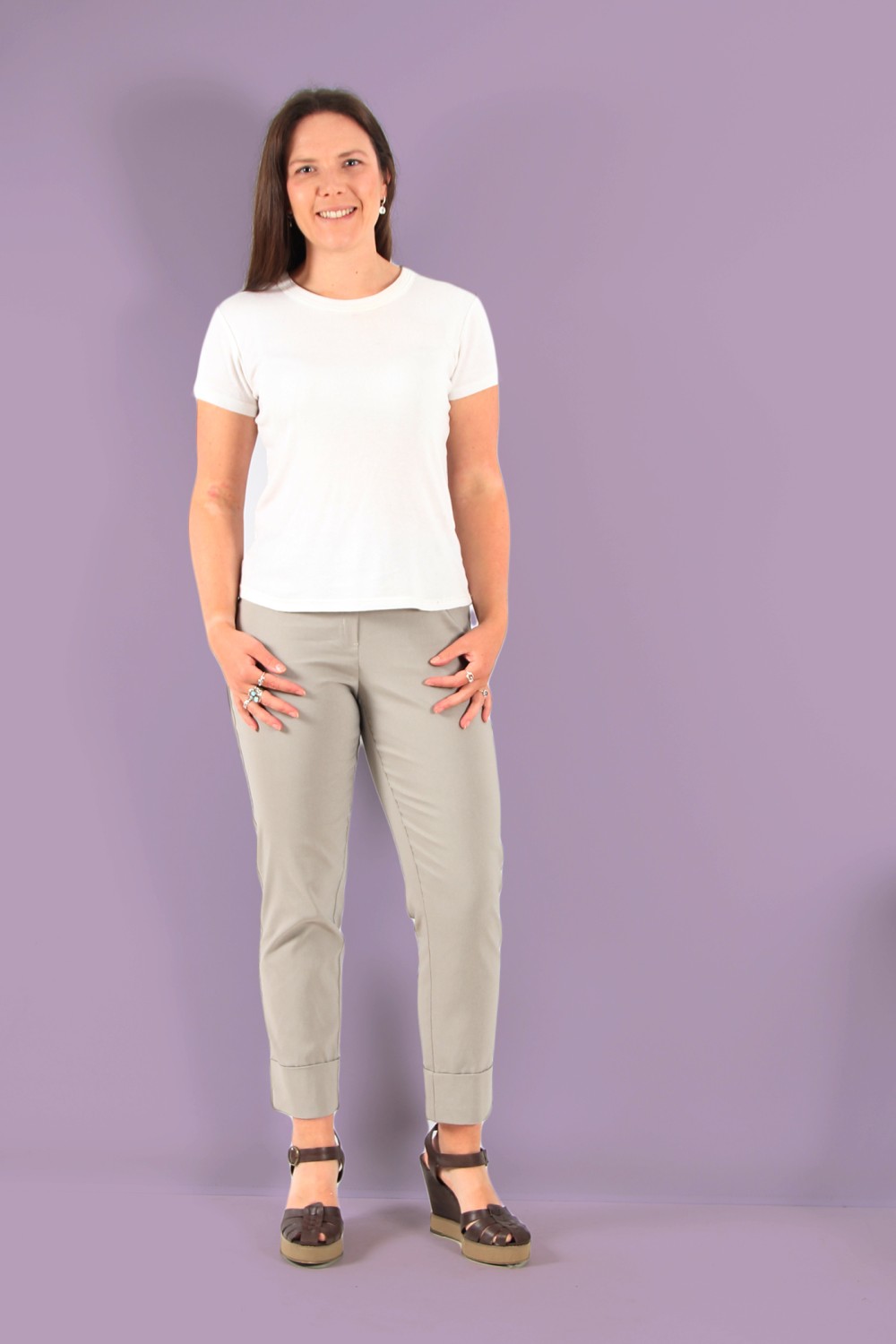 Robell Trousers Bella 09 Cuff 7/8 Crop Taupe