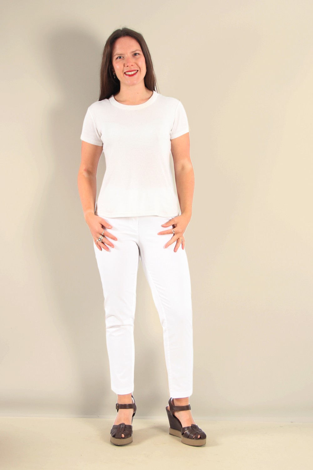 Robell Trouser Bella 09 Cotton Twill 7/8 Crop White