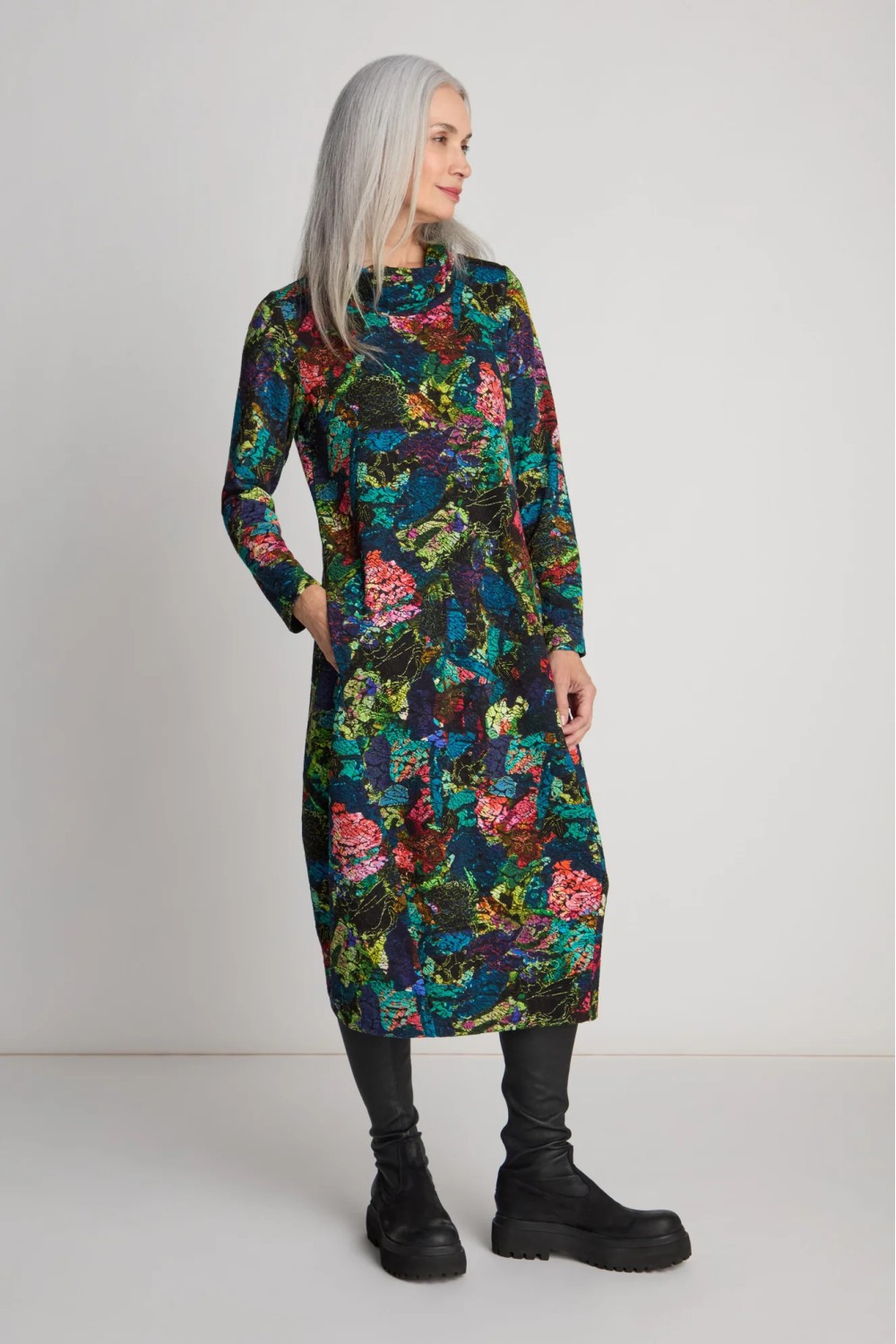 SAHARA Abstract Floral Jersey Bubble Dress Multi