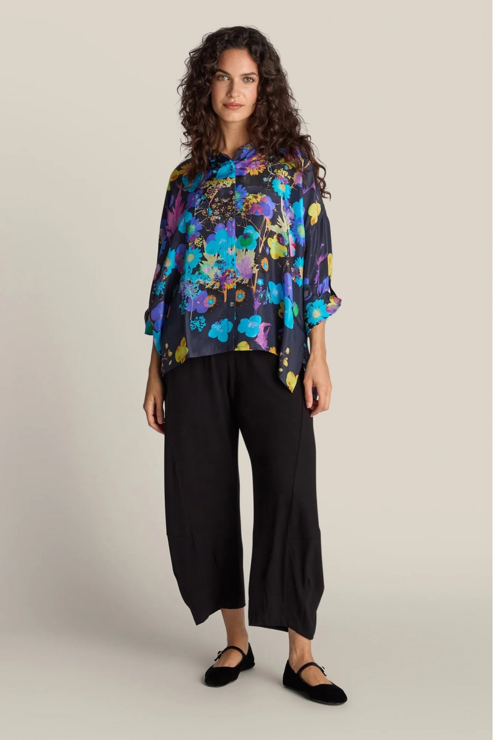 Sahara Blue Bouquet Silk Shirt Multi