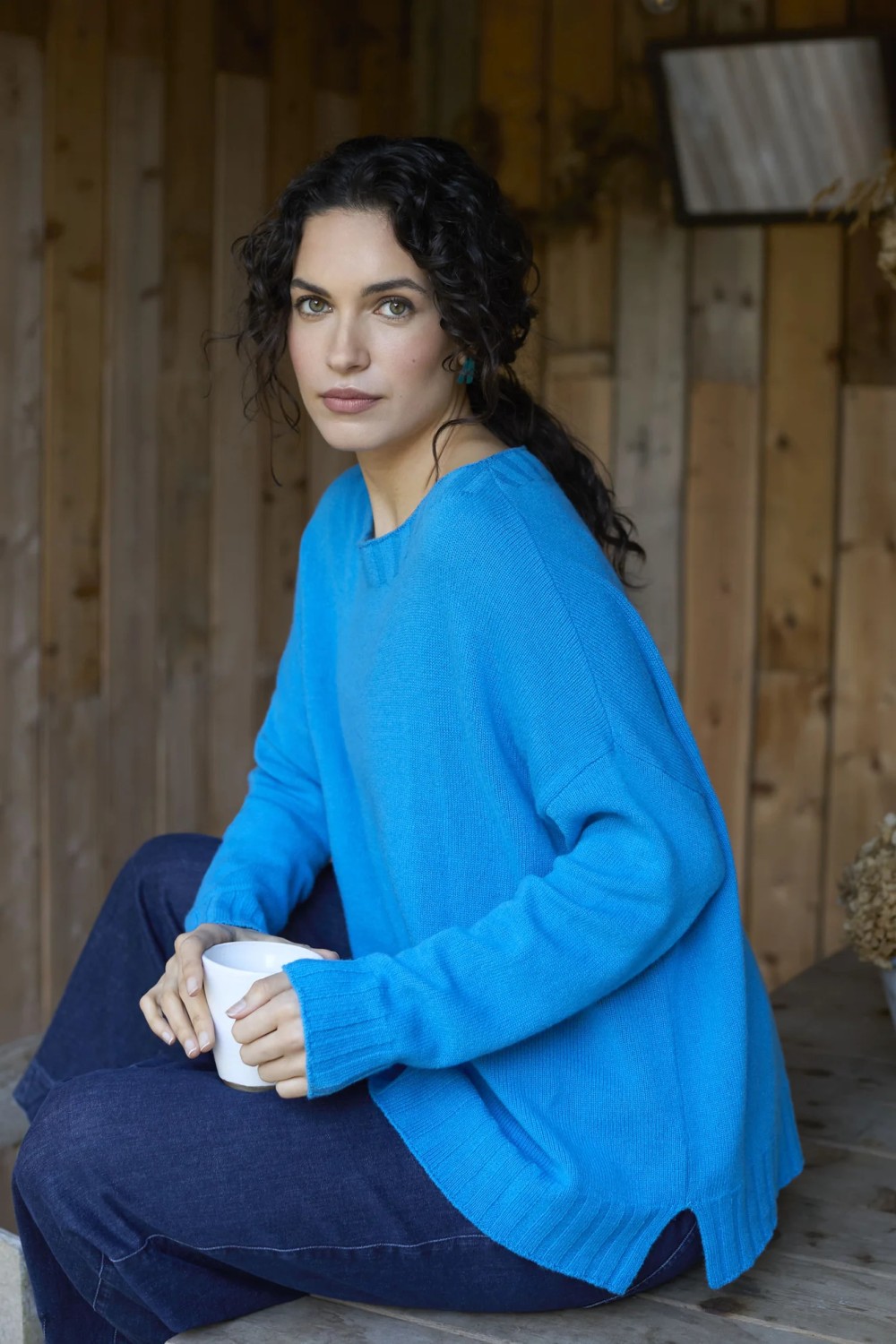 Sahara Merino Wool Crop Jumper Turquoise