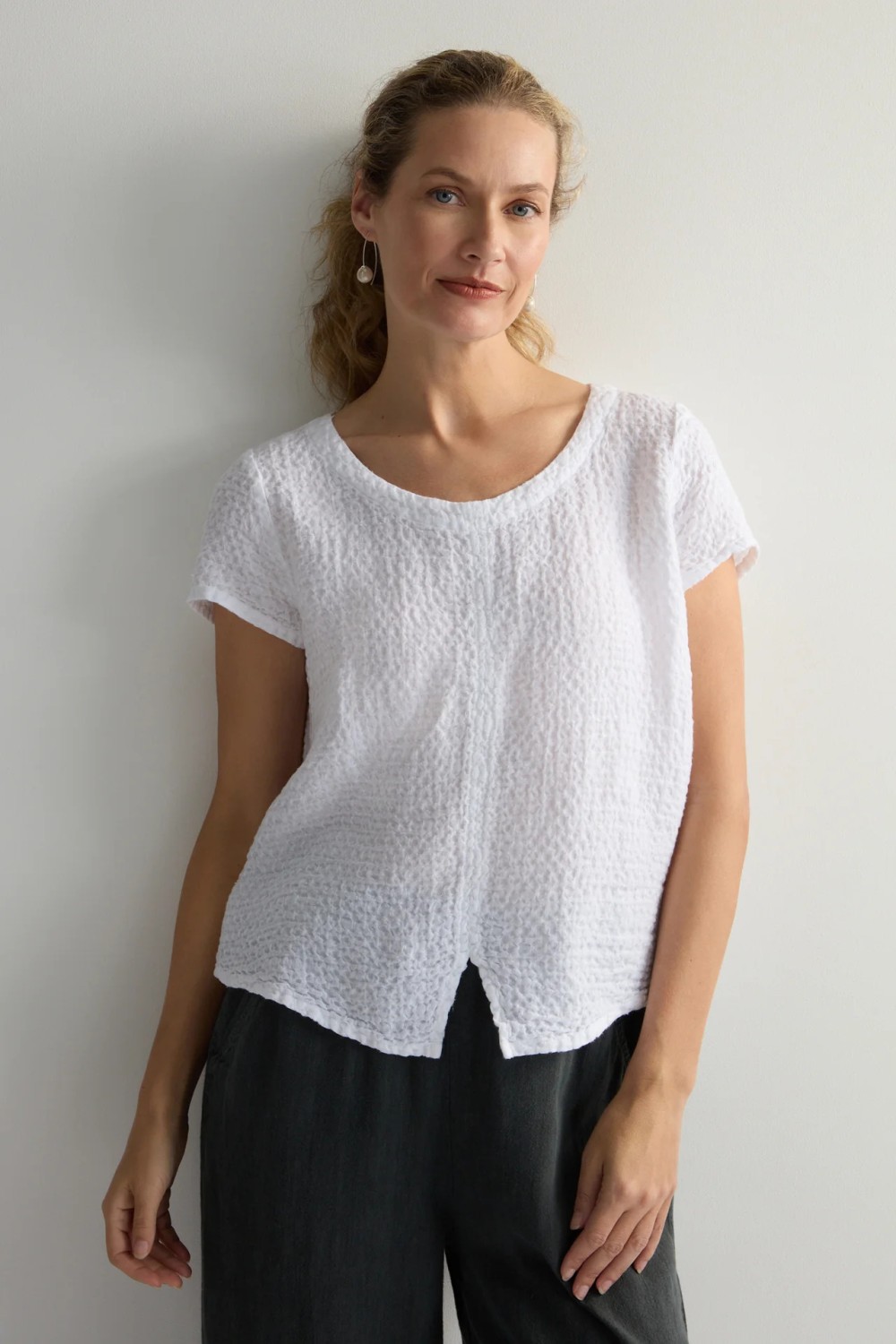 Sahara Waffle Linen Top White