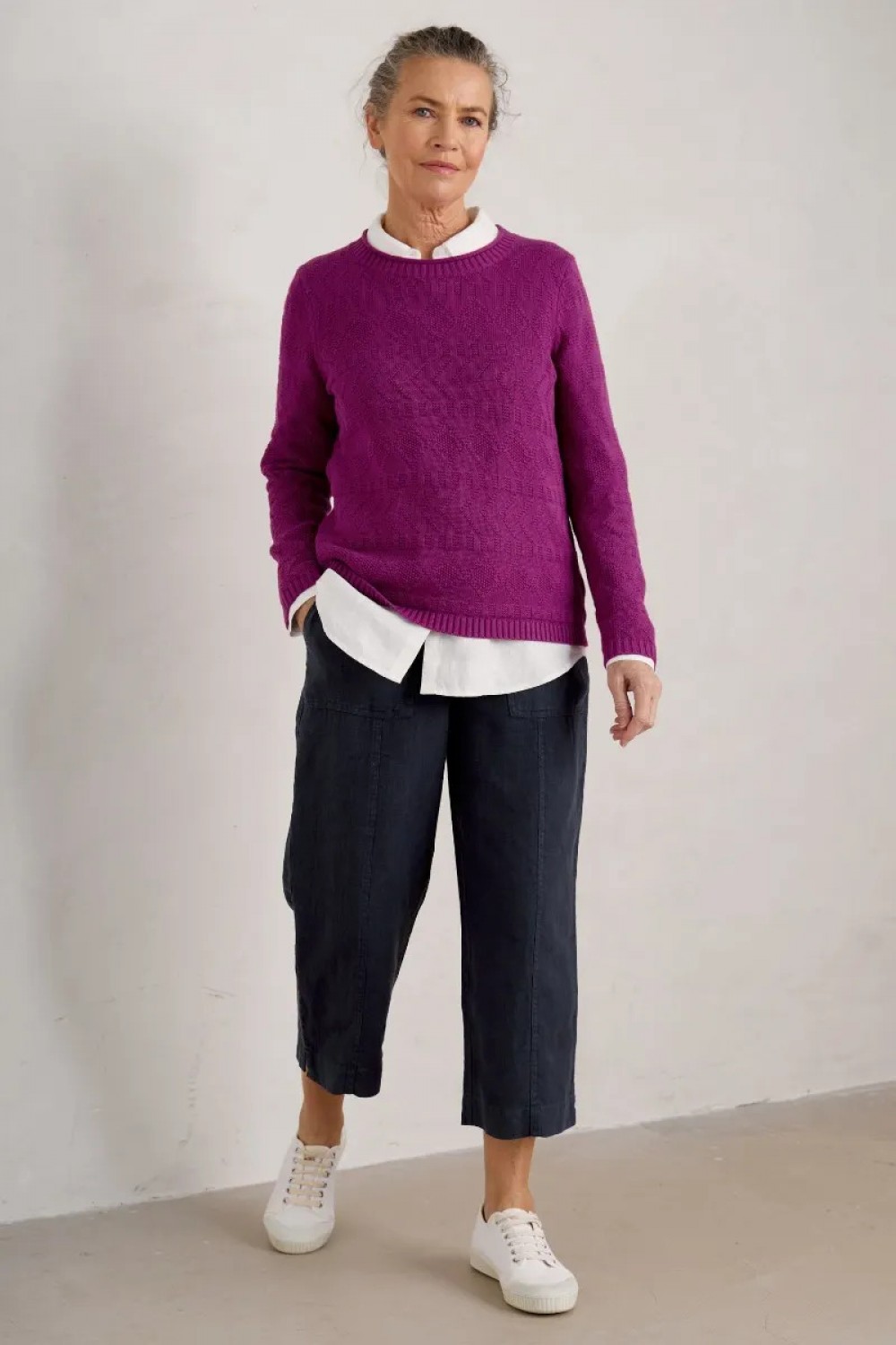 Seasalt Clothing Poleacre Cropped Linen Trousers Maritime