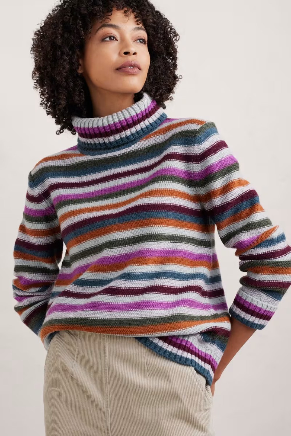 Seasalt Clothing Braque Striped Jumper with Wool Interplay Wild Orchid