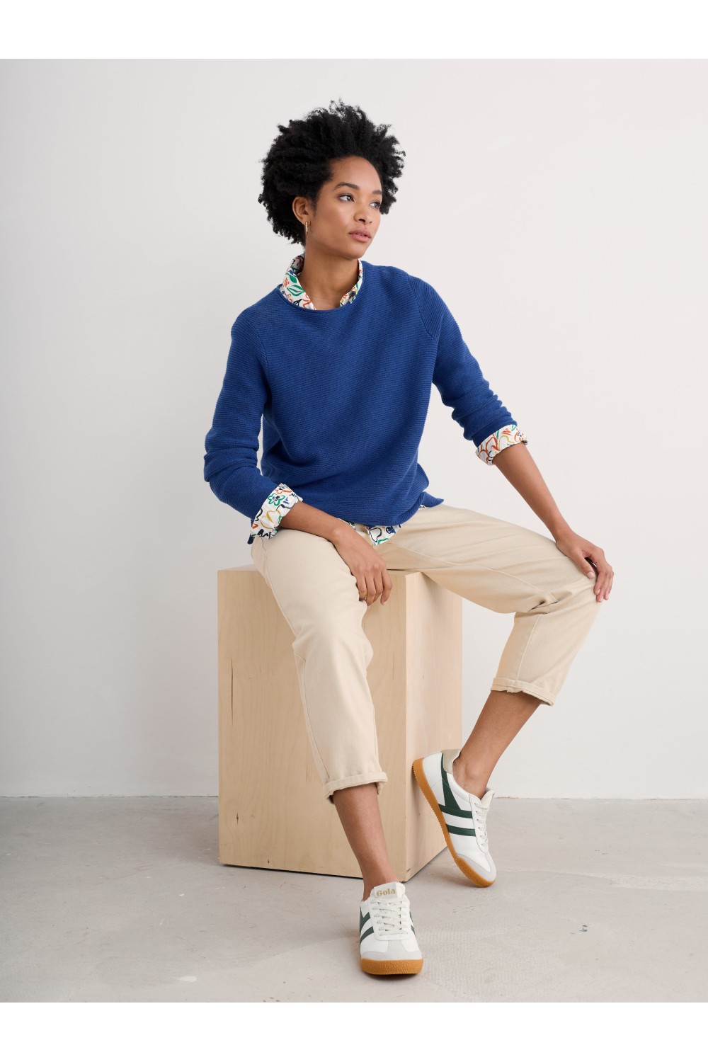 Seasalt Clothing Makers Cotton Jumper Melange Washed Marine