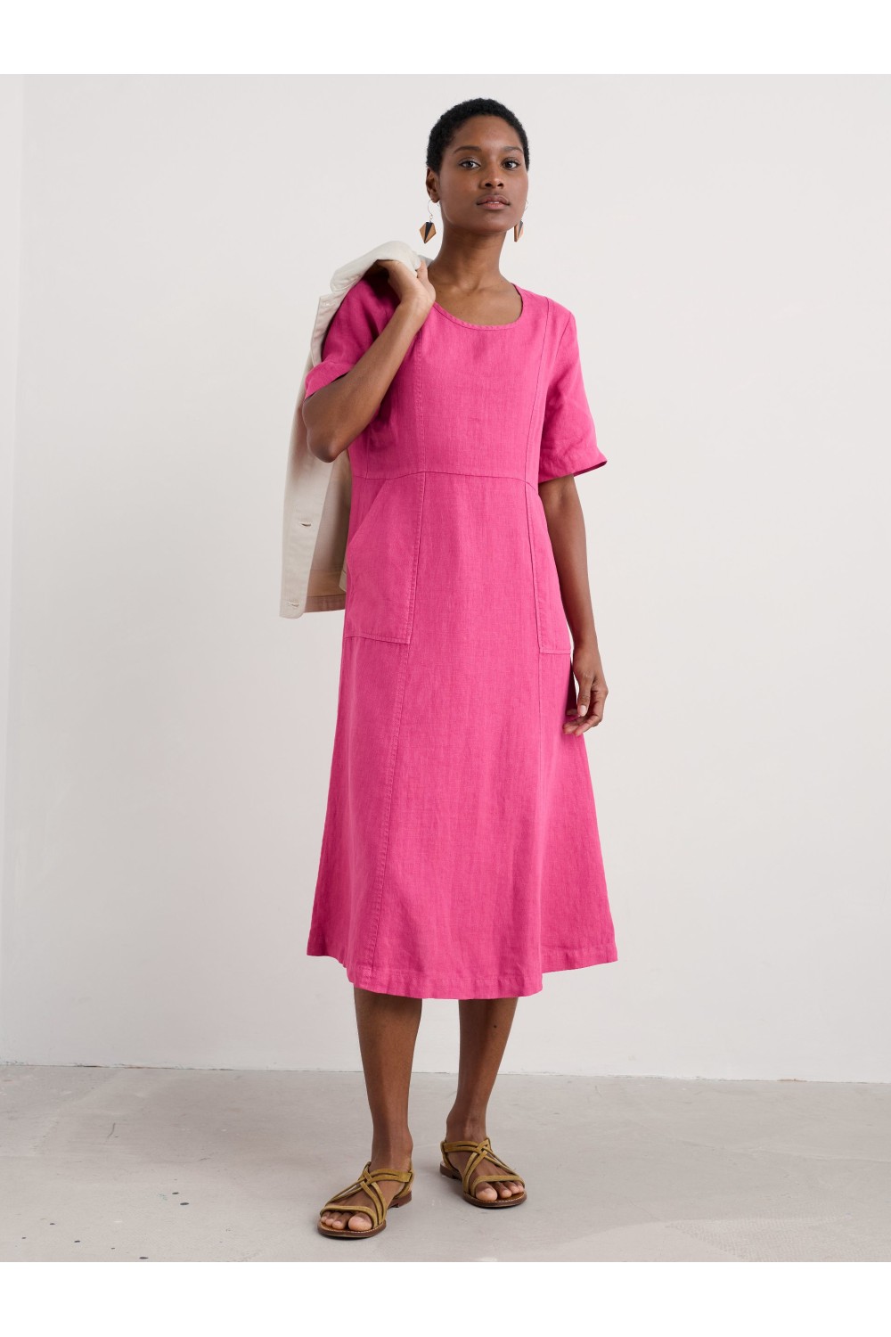 Seasalt Clothing Grass Wave Linen Midi Dress Tulip