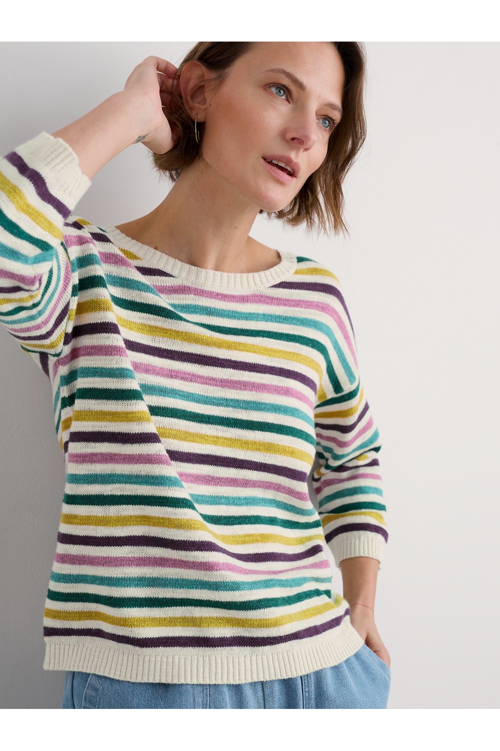 Seasalt Clothing Knavock Striped Jumper Mini Cornish Orchid Multi