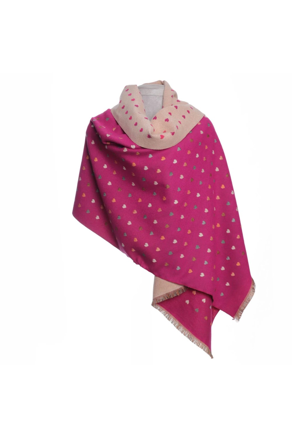 Zelly Reversible Mini Hearts Luxury Wrap Hot Pink