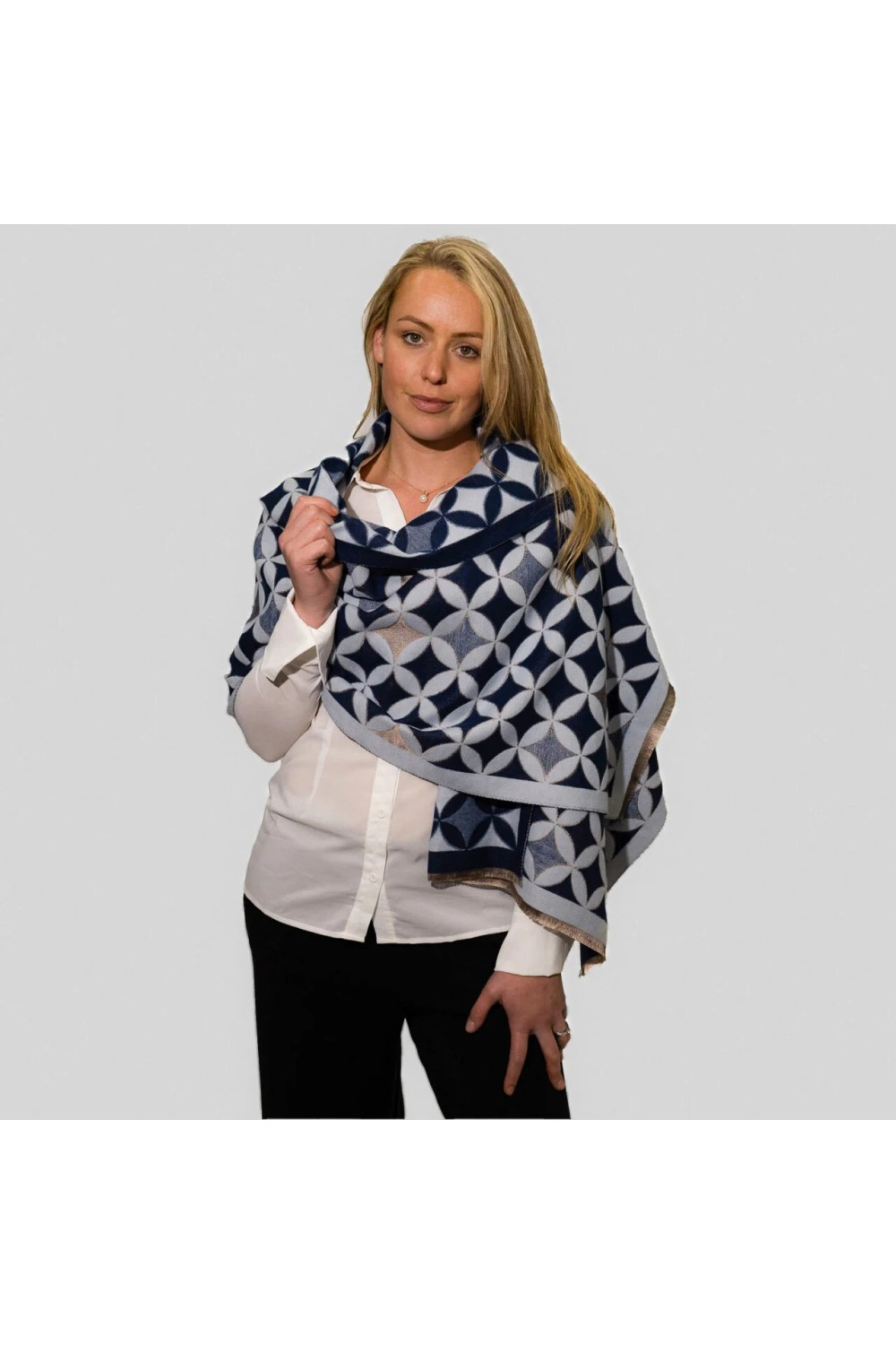 Zelly Reversible Geometric Luxury Wrap Blue