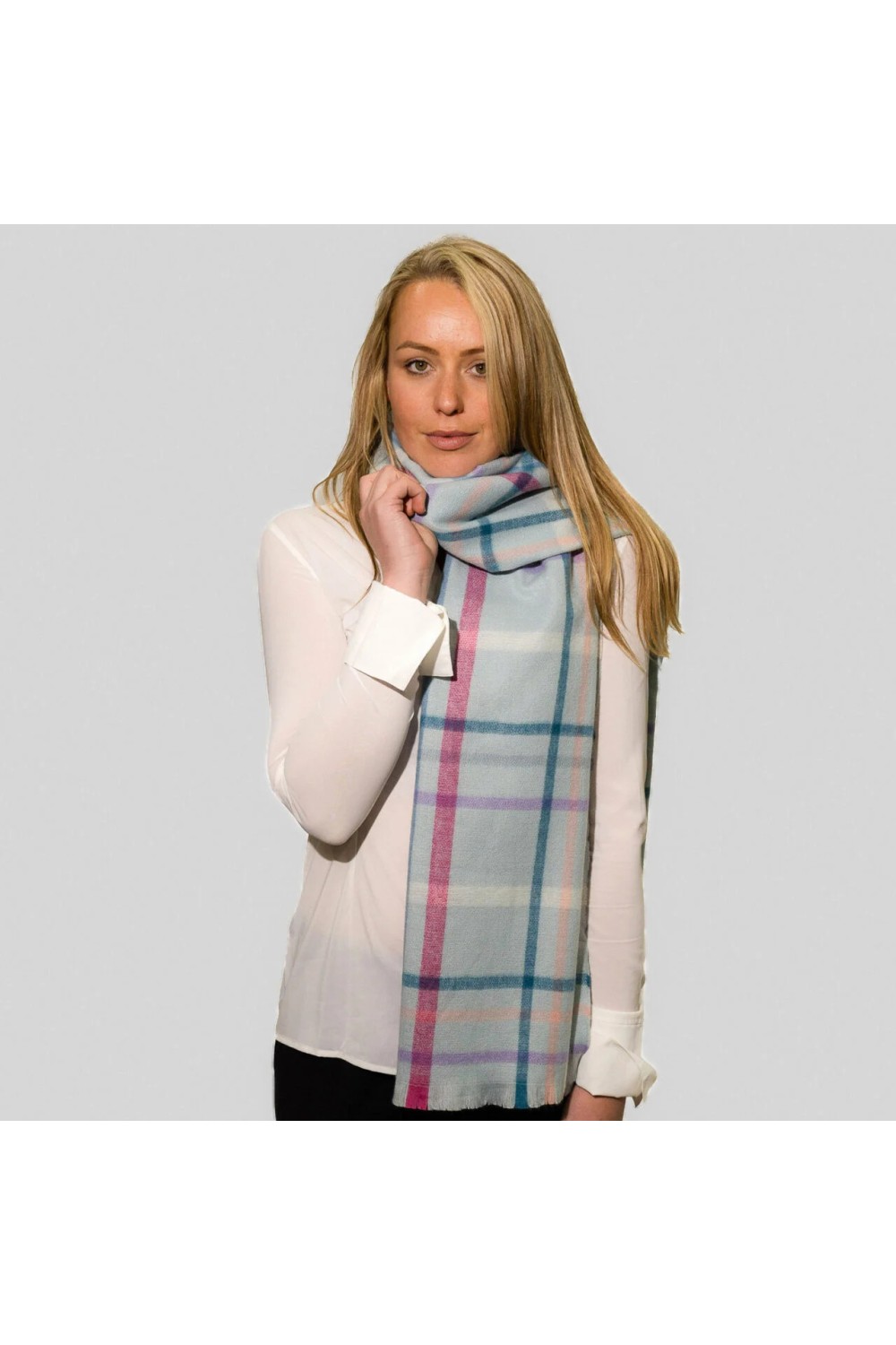 Zelly Blanket Check Super Soft Scarf Turquoise