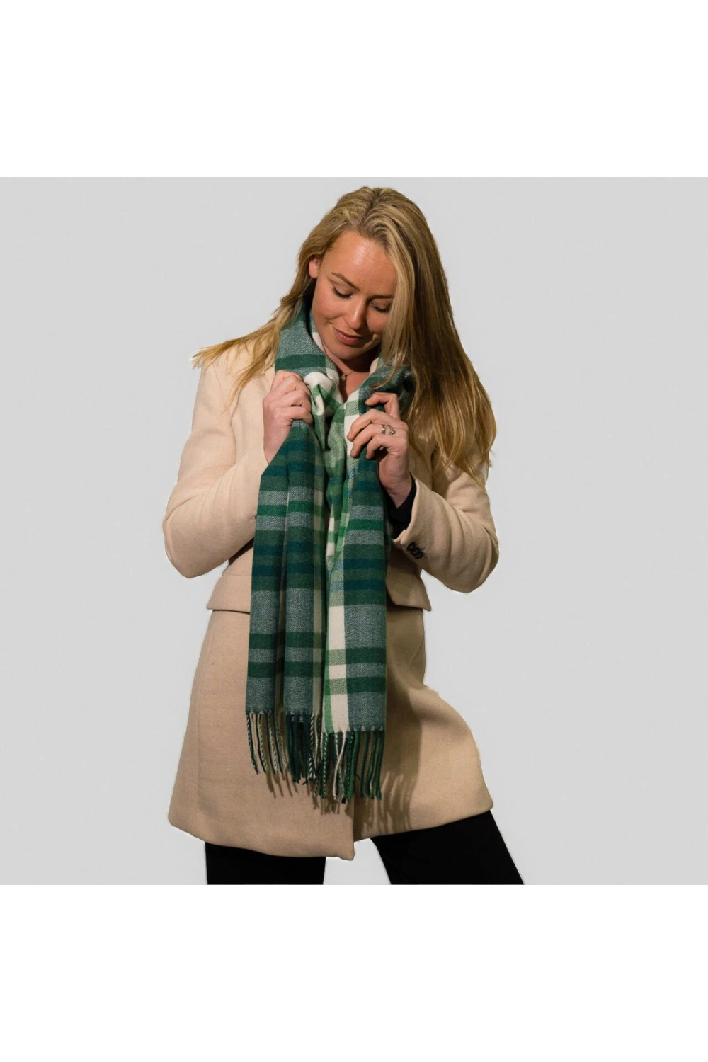 Zelly Blanket Check Scarf Green