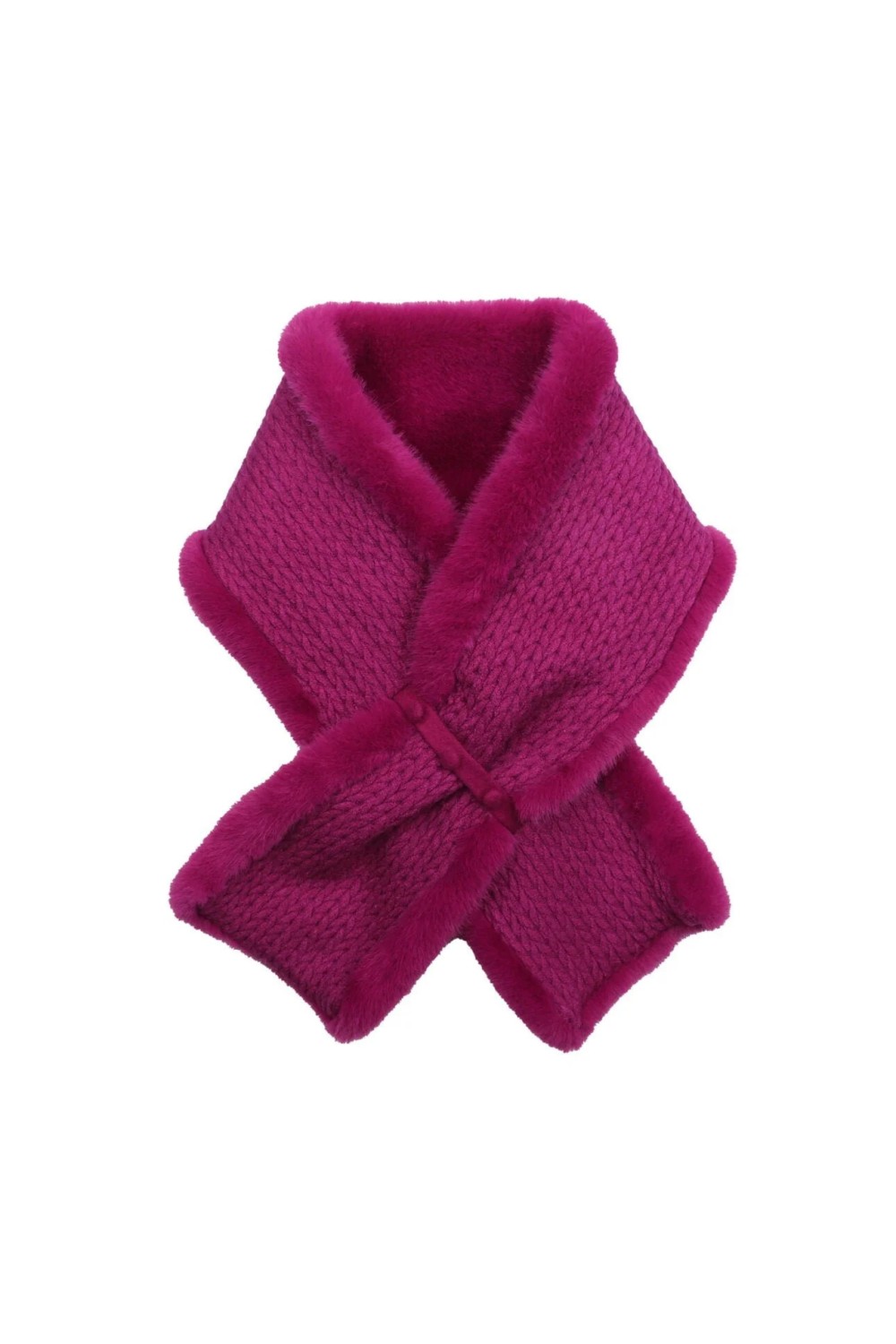 Zelly Knitted & Faux Fur Pull Through Scarf Hot Pink