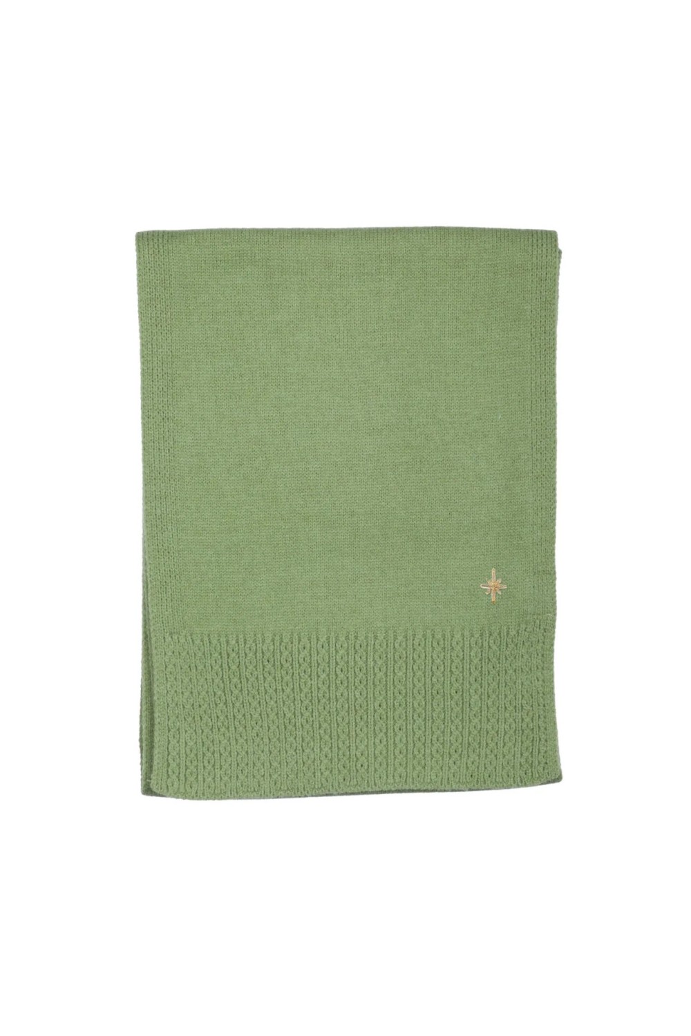 Zelly Cable Detail Knitted Scarf Green