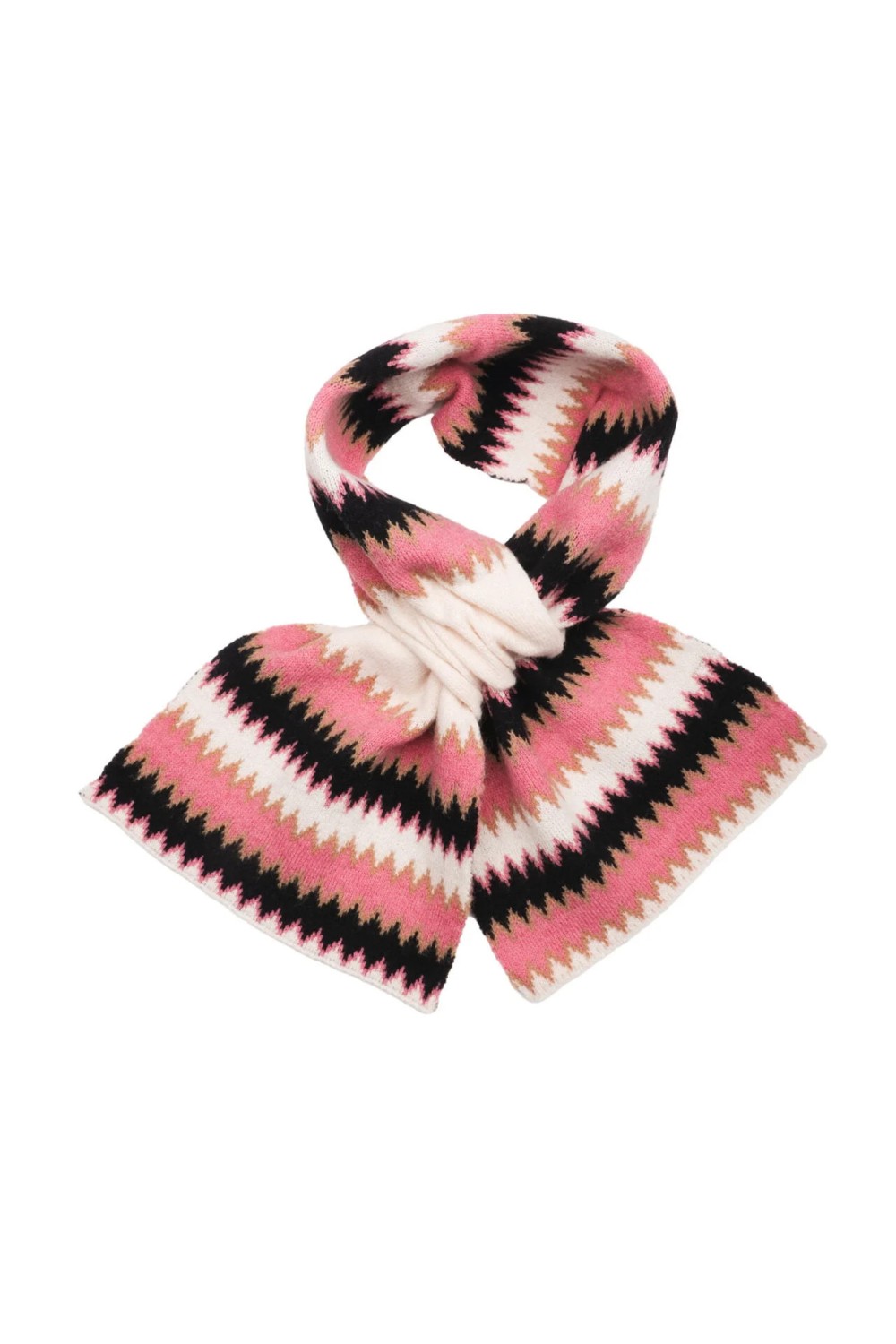 Zelly Knitted Pull Through Zig-Zag Scarf Pink