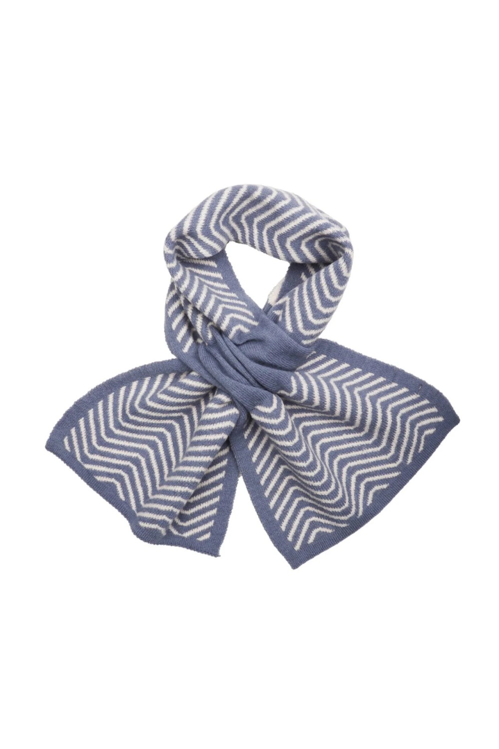 Zelly Knitted Pull Through Herringbone Scarf Blue