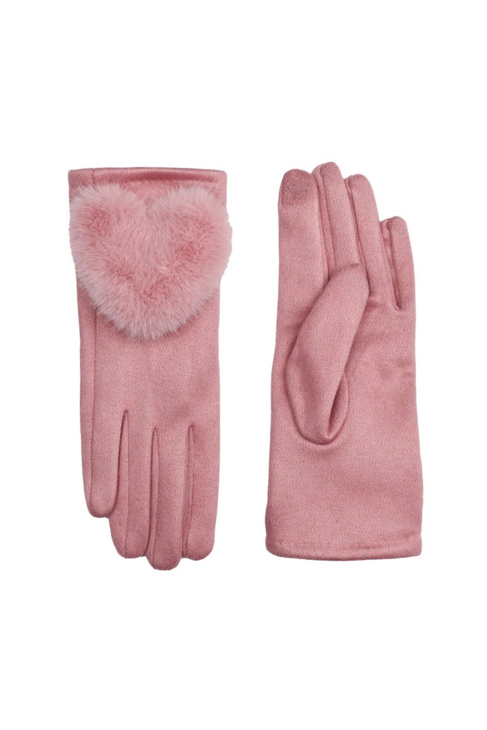 Zelly Faux Fur Heart Glove Pink