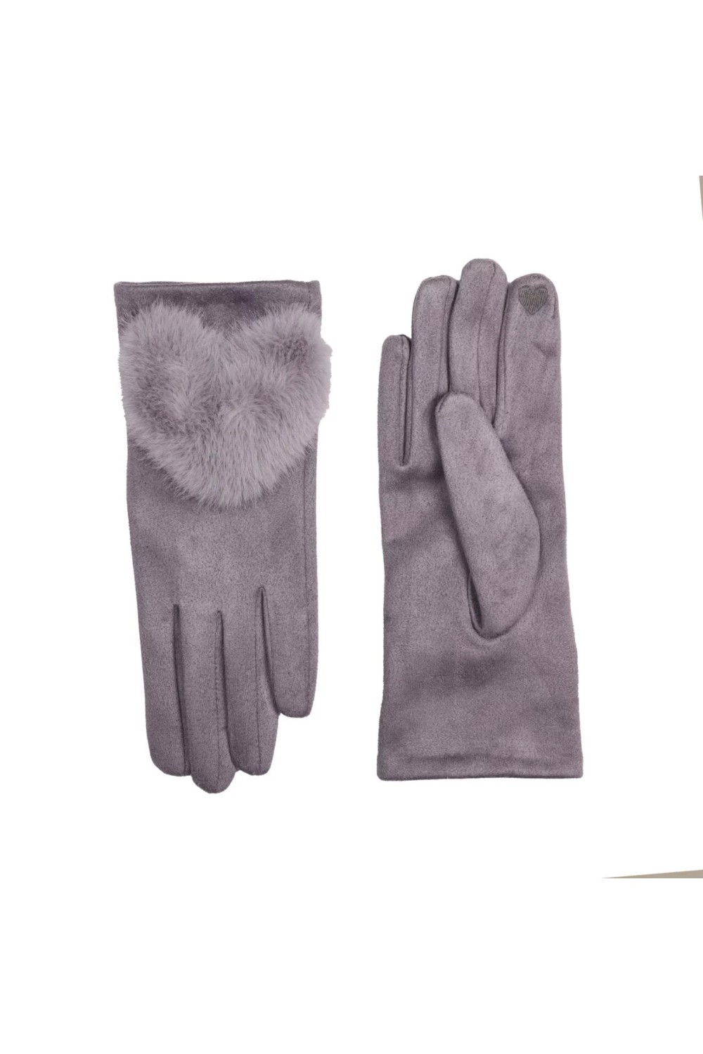 Zelly Faux Fur Heart Glove Grey