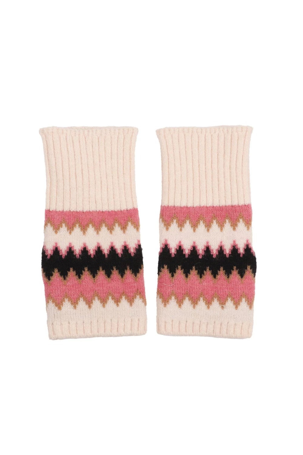 Zelly Knitted Fingerless Zig-Zag Glove Pink