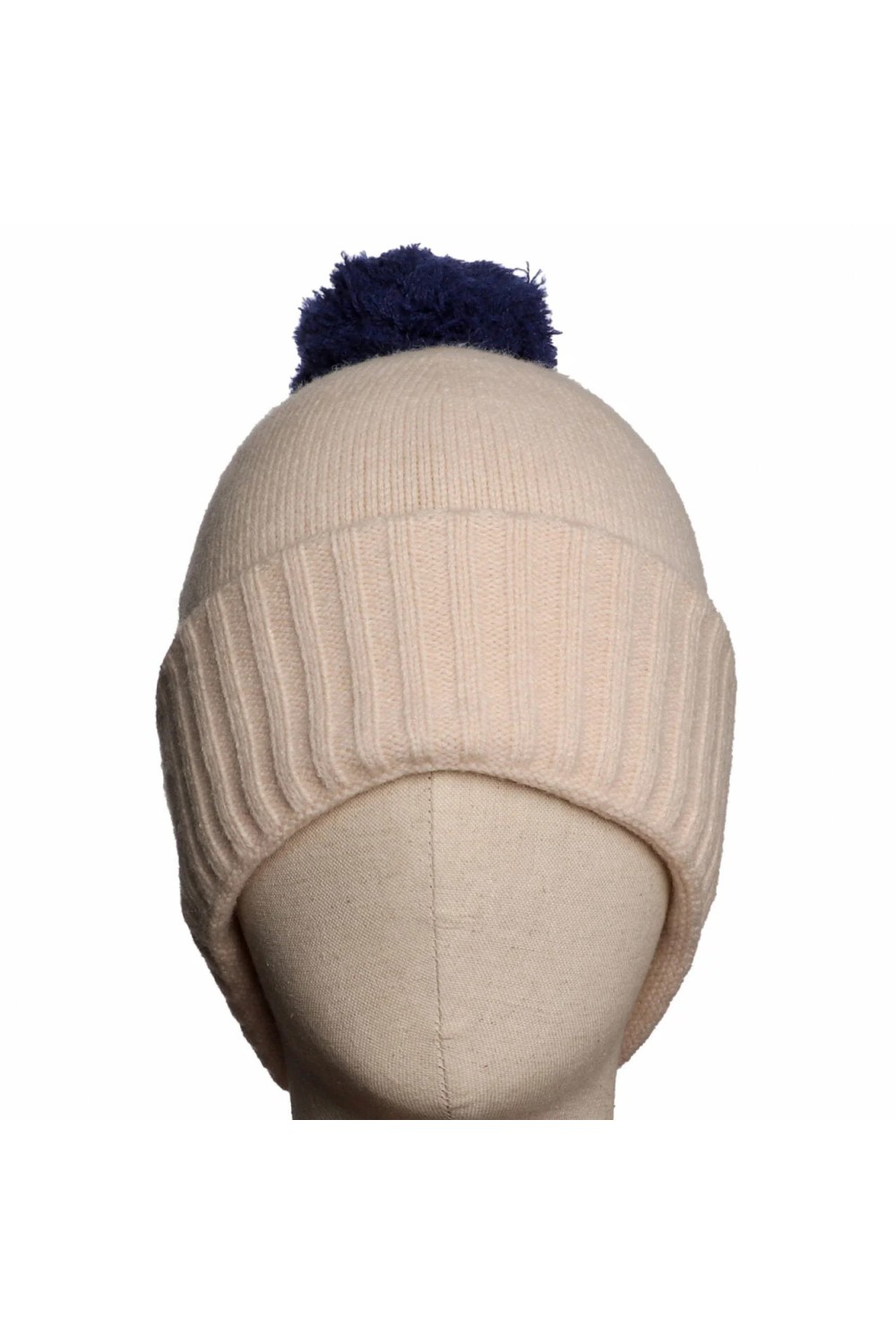 Zelly Woollen Pom Pom Knitted Hat Navy