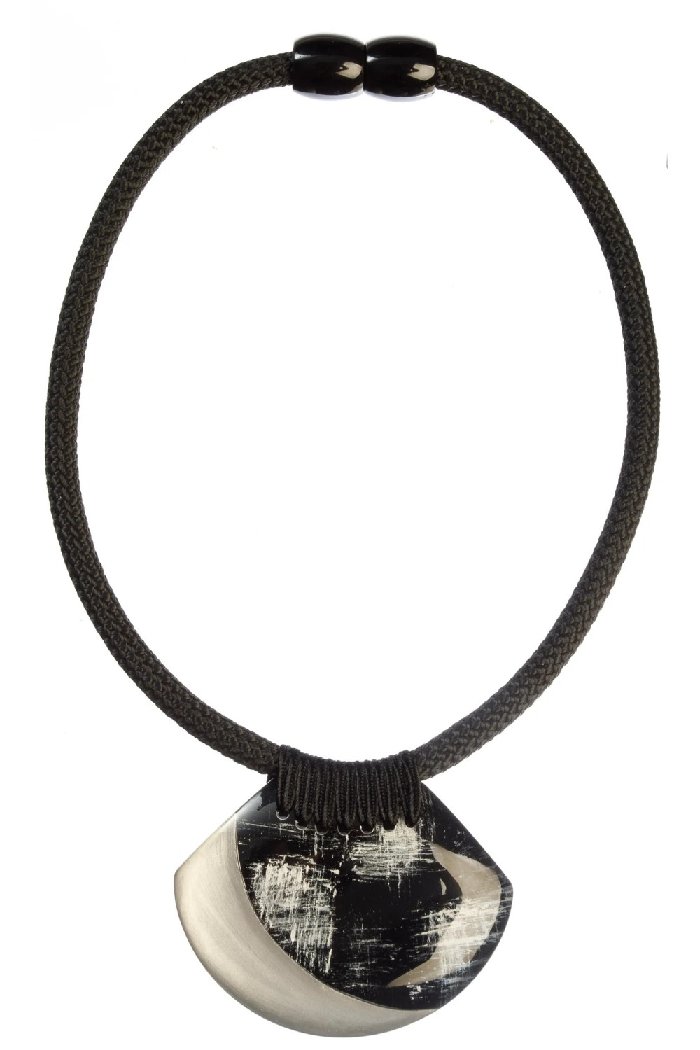 ZSISKA DESIGN AVANI MAGNETIC CLOSURE NECKLACE SILVER/BLACK